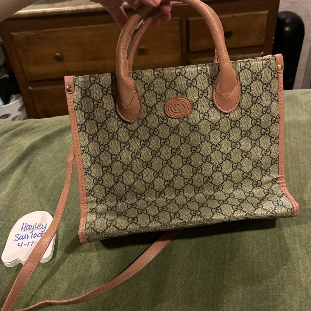 MONOGRAM PURSE WITH LEATHER DETAILS